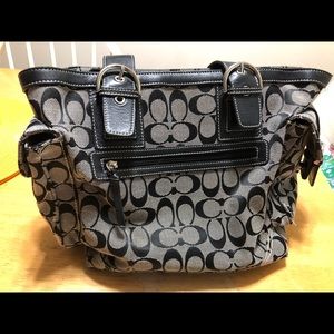 COACH black monogram purse